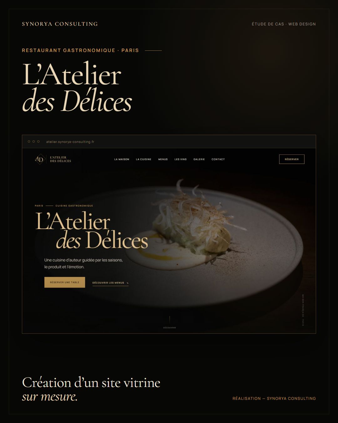 Présentation générale du site L’Atelier des Délices
