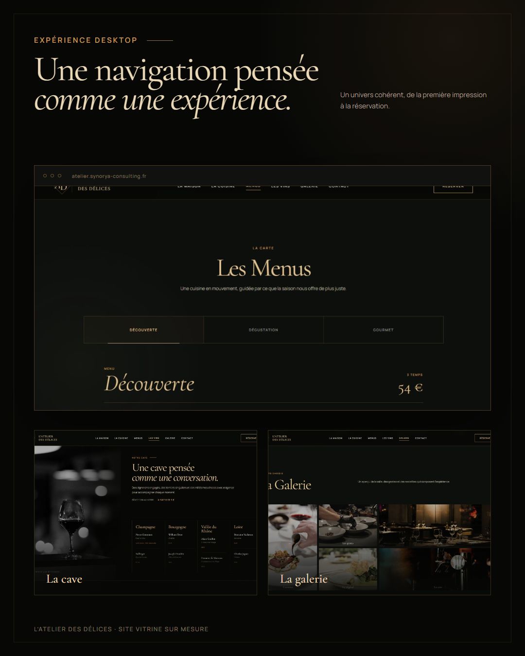 Expérience desktop du site L’Atelier des Délices