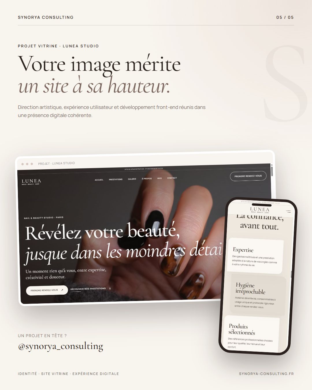 Synthèse desktop et mobile du projet Lunea