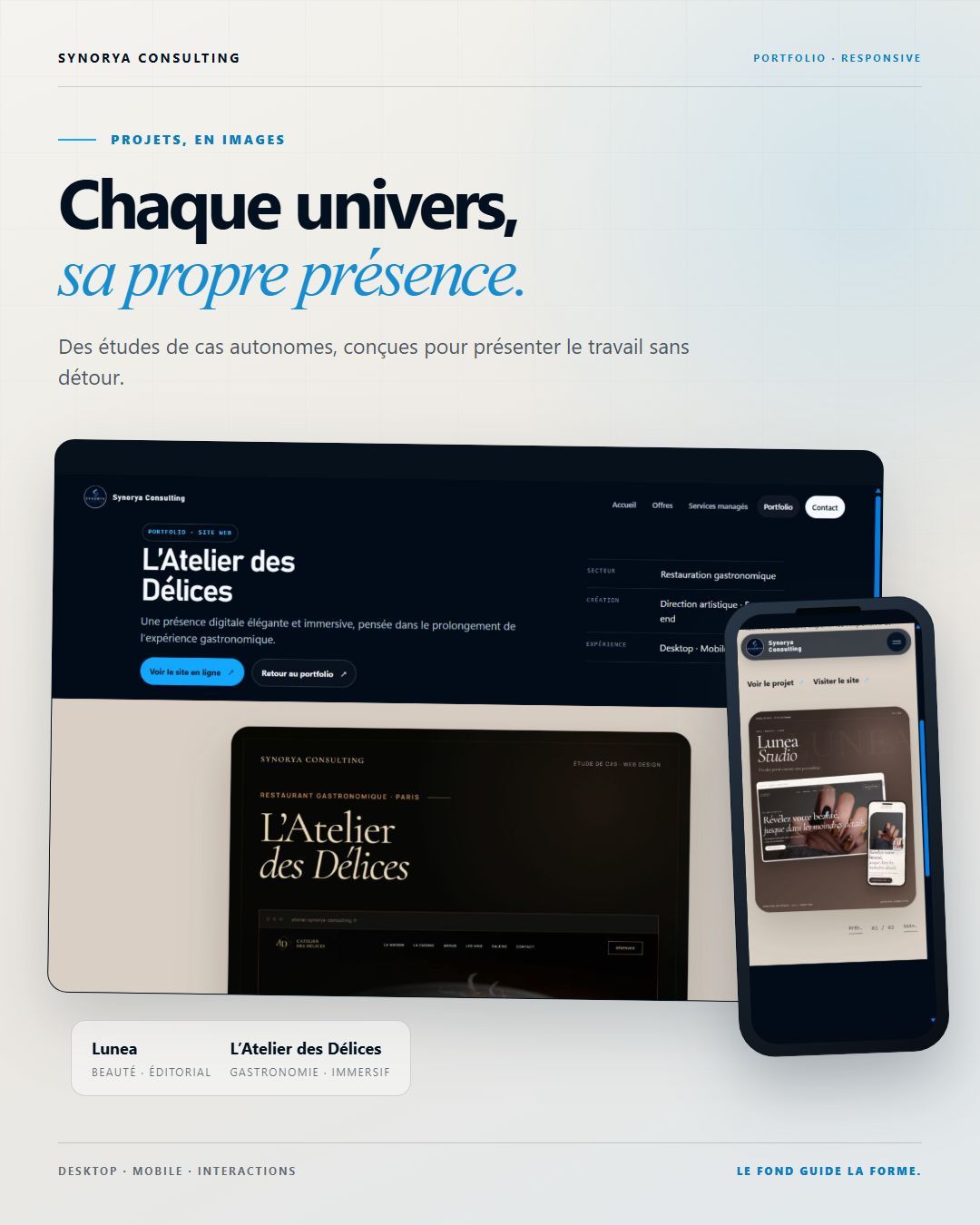 Présentation du portfolio de Synorya Consulting