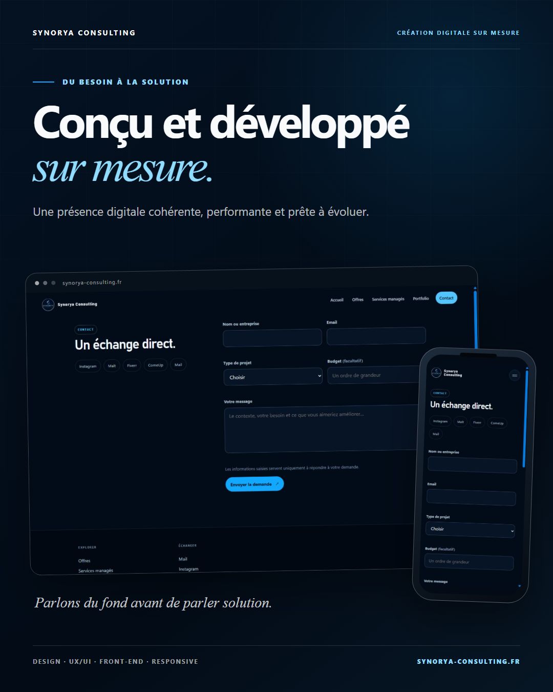 Synthèse desktop et mobile du projet Synorya Consulting